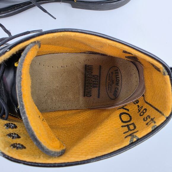 Yellow Cab Men Black Leather Combat Boots Size 44 US 11 Made in Portugal Vintage main image 9